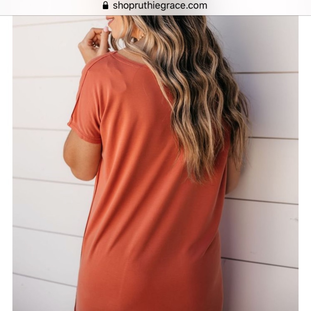 Thriving Raw Edge Knit Dress Terra Cotta Ruthie - Picture 3 of 5